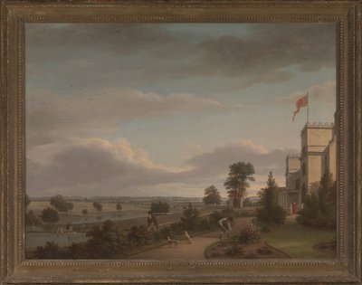 Et landsted i et flodlandskab, tidligere identificeret som Oatlands af Unbekannt Unbekannt